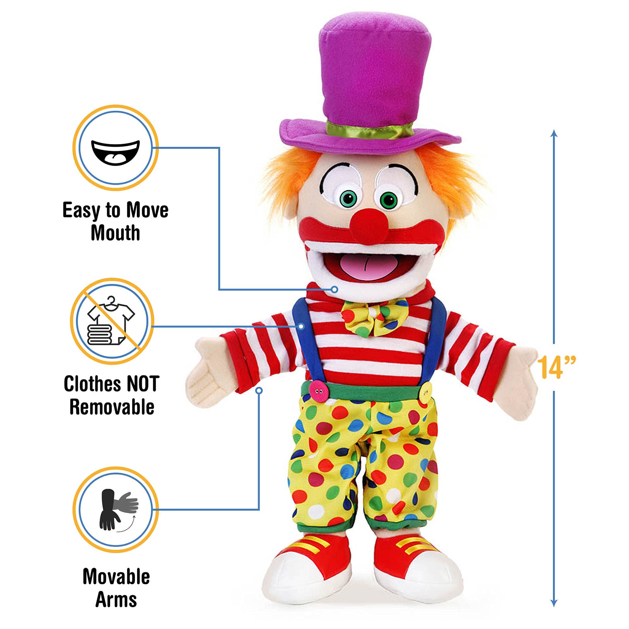 Buy Silly Puppets Clown | 40 cm Hand Puppet for Children | With